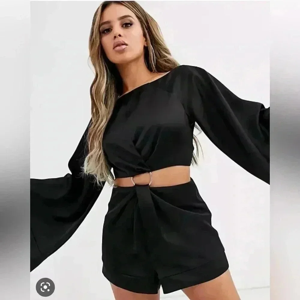 NWT SIGNIFICANT OTHER DUSK BLACK CUTOUT LONGSLEEVE ROMPER